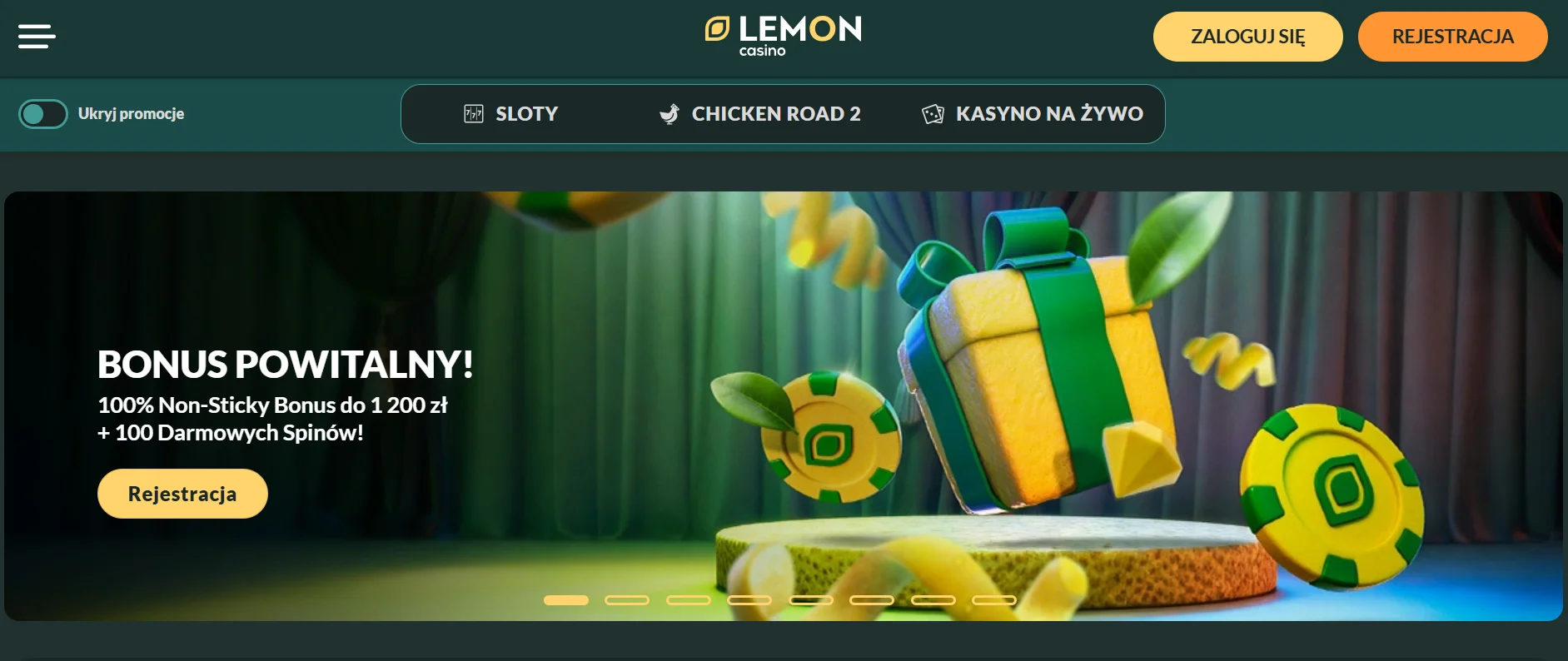 Strona internetowa Lemon Casino
